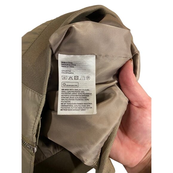 H&M Bomber Jacket Beige Size L Neutral Minimalist Classic Stealth Wealth Summer - Picture 4 of 12